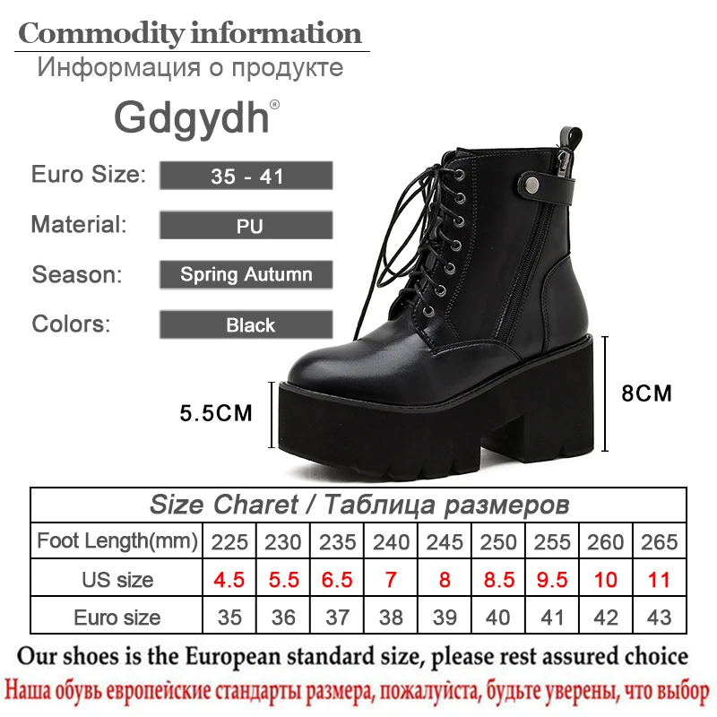 

Gdgydh Lace Up Boots For Women Fashion Cowboy Platform Wedge Chunky Heel Shoes For Women Black Punk Style High Quality Plus Size