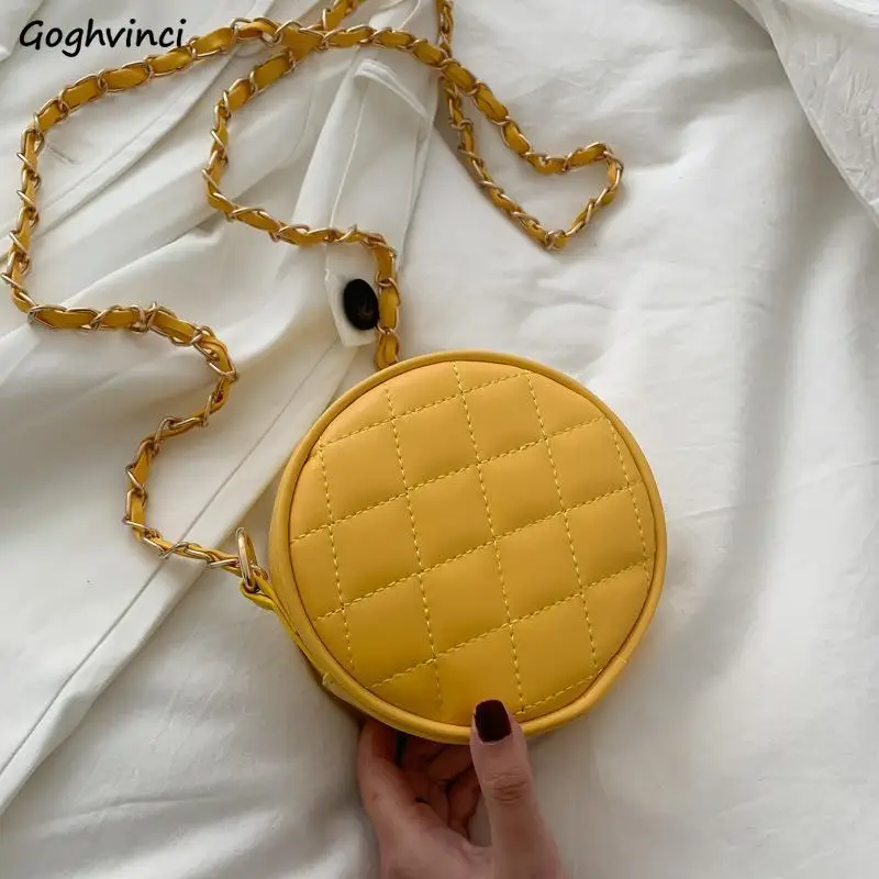 

Crossbody Bags Women PU Rhombus Chic Zipper Circular Bag Single-shoulder Chains Elegant Womens Summer Solid Mini Casual Ulzzang