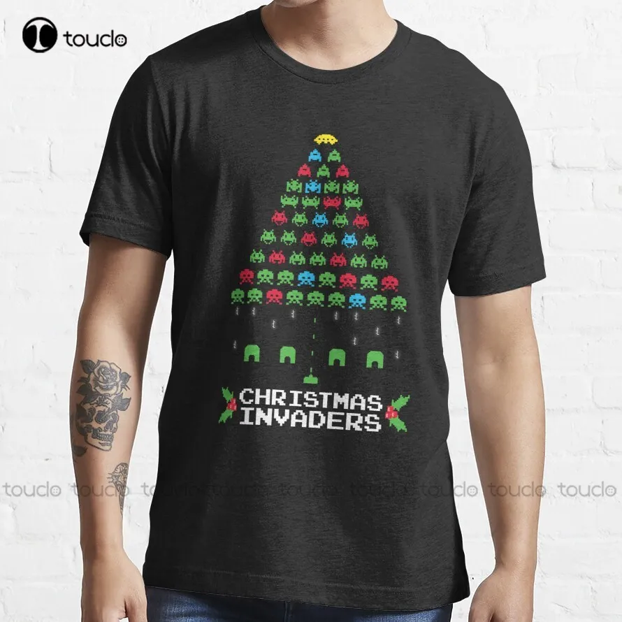 

Christmas Space Invaders T-Shirt Shirts Men Custom Aldult Teen Unisex Digital Printing Tee Shirt Fashion Funny Xs-5Xl Classic