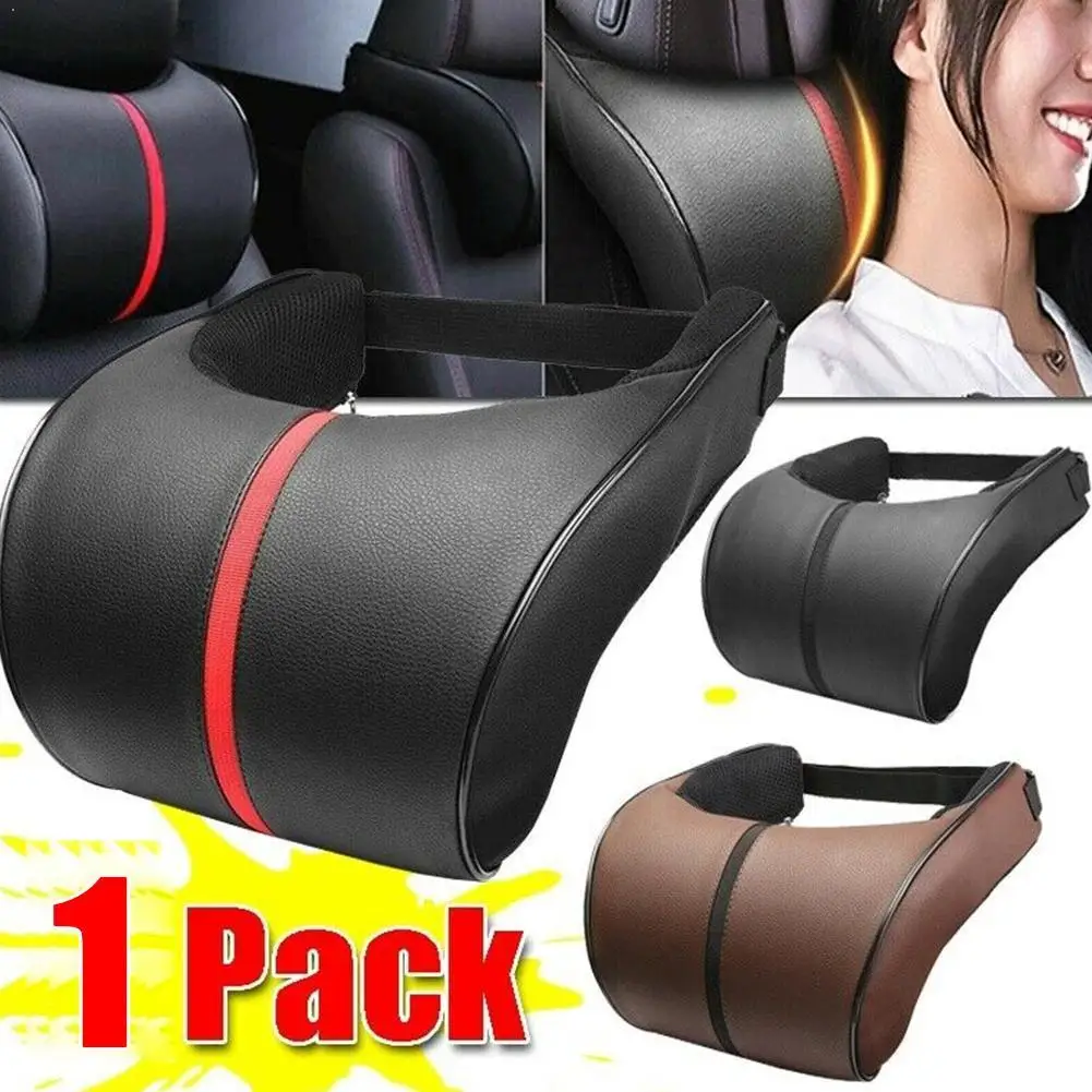 

1pc Car Leather Neck Pillow Rest Cushion Pillows Auto Camping Seat Car Flight Supports Travel Accessories Car Styling Q5K8