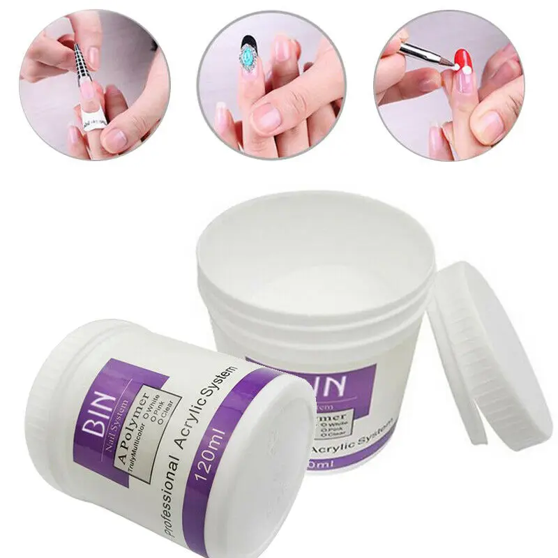 Акриловая пудра 120 мл прозрачный розовый белый резьба Хрустальный полимер 3d