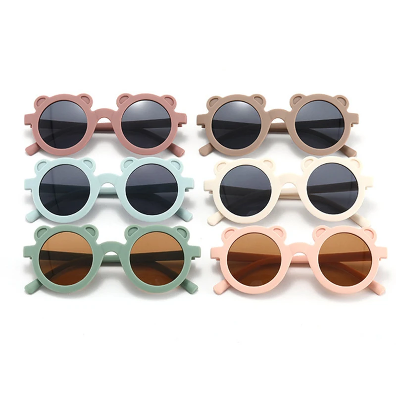 Новые Мультяшные милые детские солнцезащитные очки в форме медведя детские солнцезащитные очки для девочек круглые уличные очки для стрел...