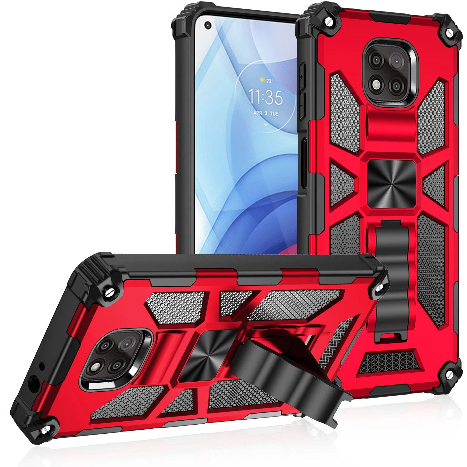 

Rugged Armor Phone Case for Motorola G Power One 5G ACE 2021 Moto G Play Stylus Four Corners Shockproof Bracket Protector Cover