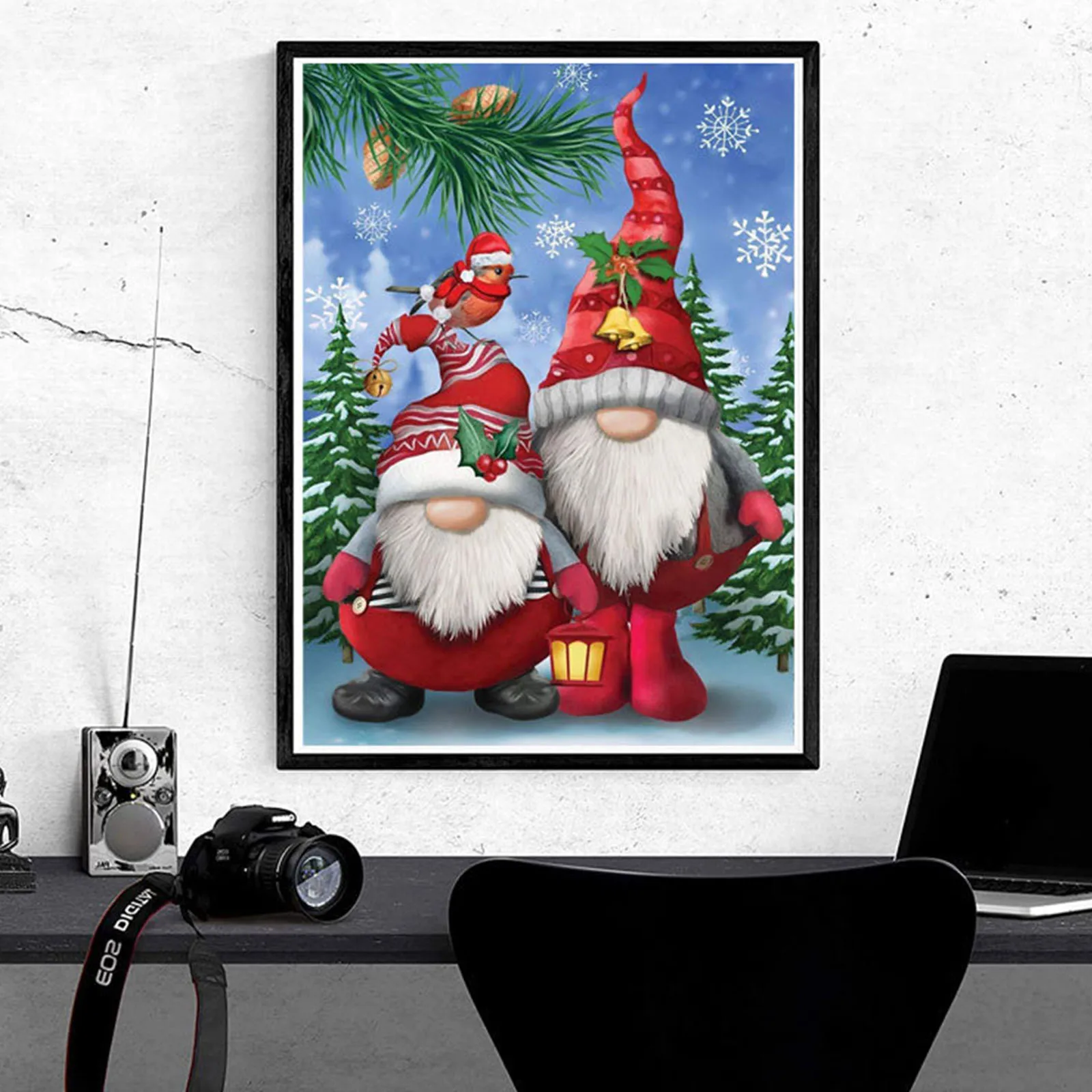

Christmas Diamond Painting Gnomes Kits for Adults Full Drill Round Diamond Art Gnomes Snowman Gem Painting Winter
