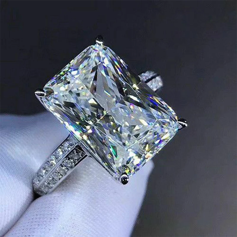 

New Fashion Big Square Crystal Stone Women Wedding Bridal Ring Luxury Engagement Party Anniversary Best Gift Large Rings
