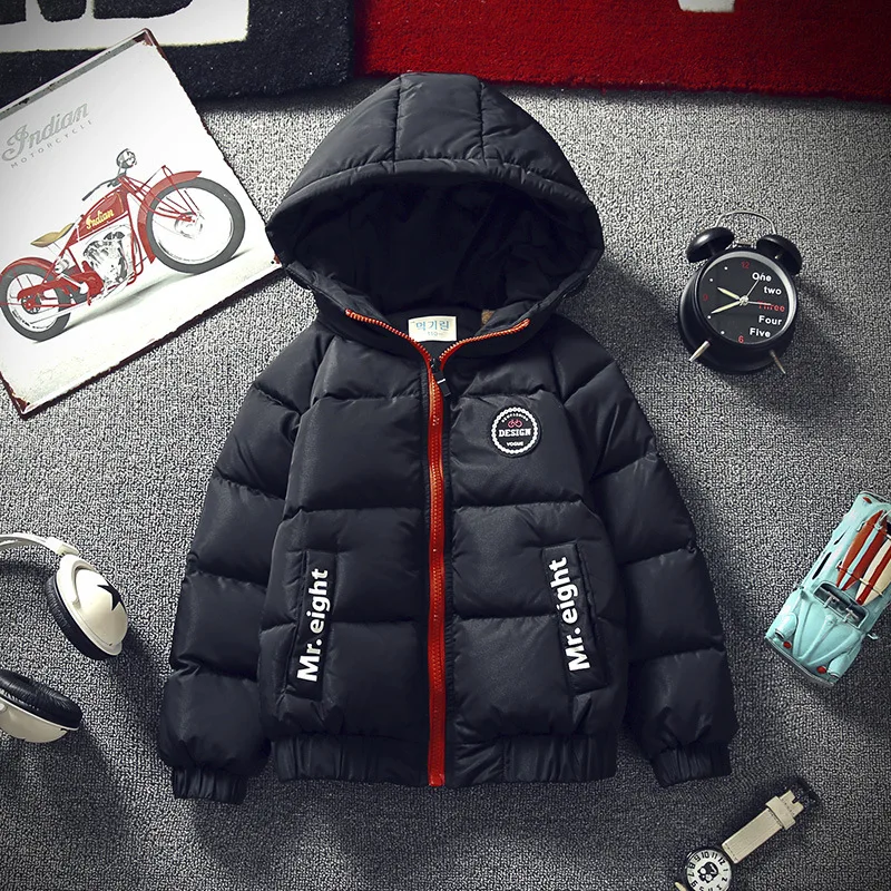 Куртка для маленьких мальчиков на осень и зиму теплая парка с капюшоном