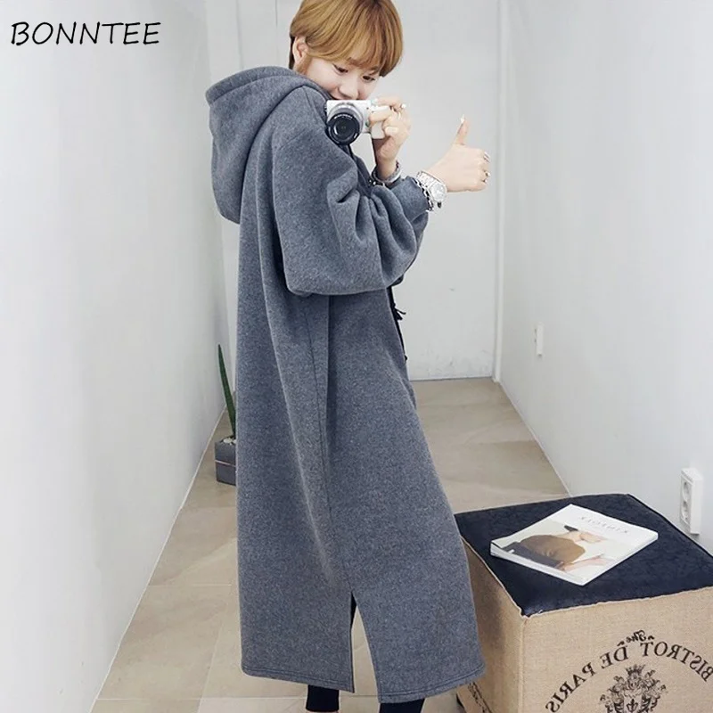 Женские зимние толстовки свободного покроя большие размеры утолщенные