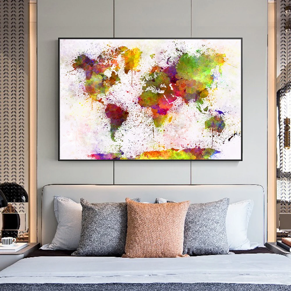 World Map Graffiti Art Canvas Paintings On the Wall Art Posters And Prints Nordic Art colorful World Map Canvas Pictures Cuadros world art house