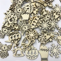 100pcs wooden christmas series pattern scrapbooking craft diy embellishment for handmade sewing home decoration