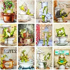 Алмазная 5D живопись сделай сам, лягушка на унитазе, полная вышивка животными, алмазная вышивка крестиком для декора ванной комнаты