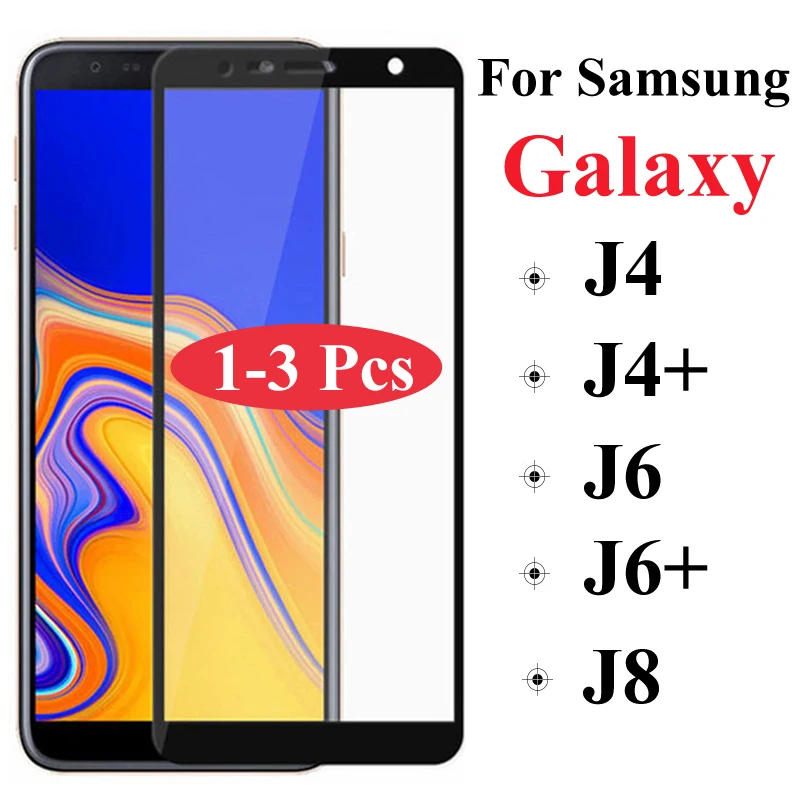 1 3 шт. закаленное стекло с полным покрытием для Samsung Galaxy J4 J6 J8 2018 Защита экрана Sumsung
