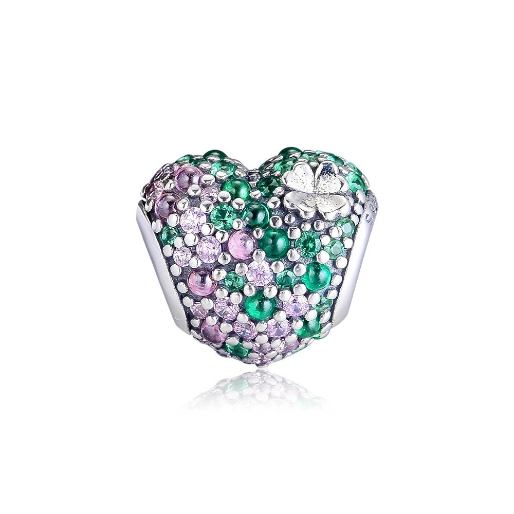 

Fits Pandora Bracelet Gleaming Lucky Four-Leaf Clover Heart Charms 925 Sterling Silver Beads DIY Jewelry Making Kralen Bijoux
