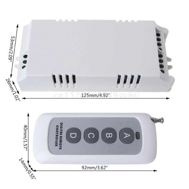 

1 Set AC85V-250V 4 Way Switch Remote Control Wireless RF Relay Receiver for LED Lights Lamps Electric Doors Windows