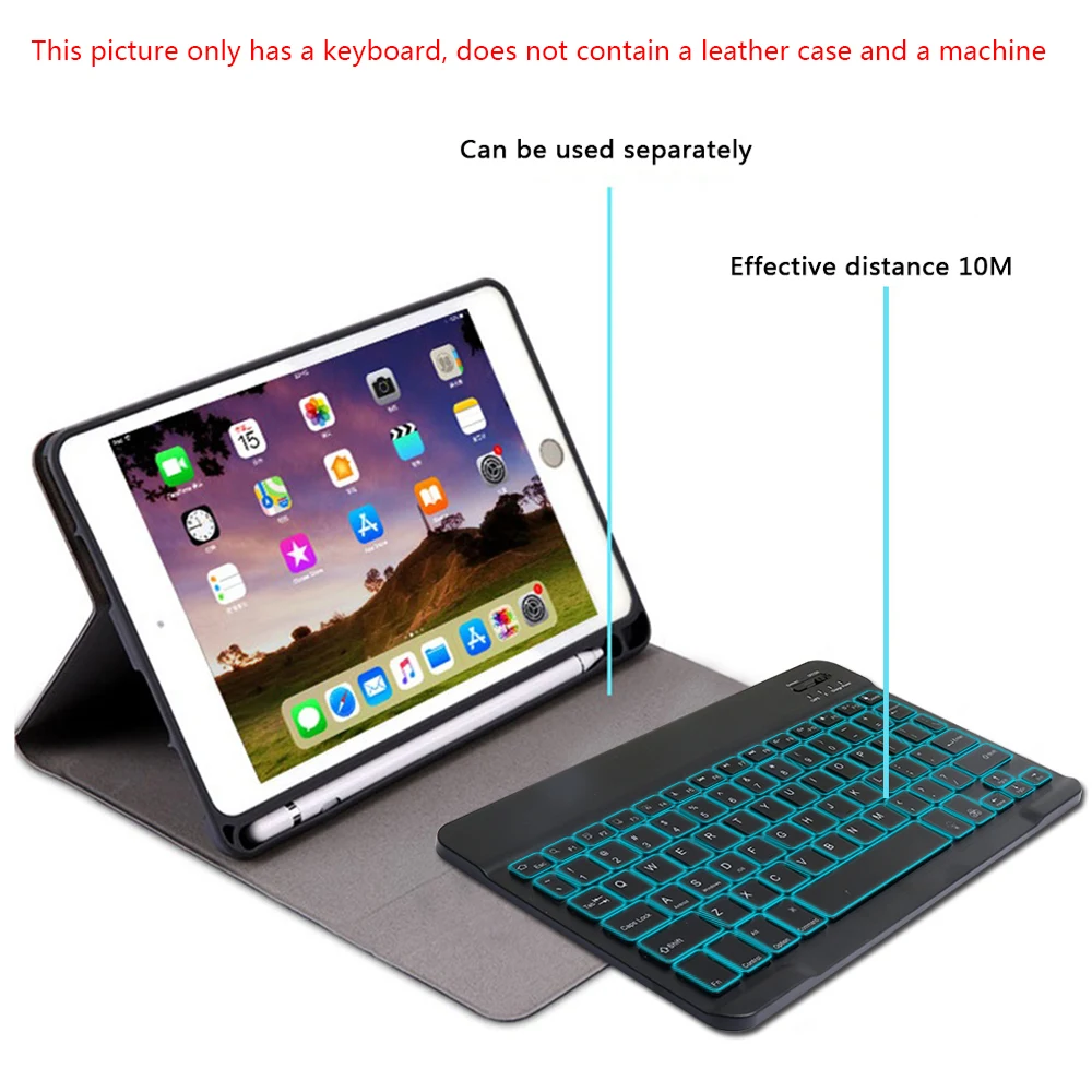 Планшет с английской клавиатурой для ipad 7 10 2 2019 цветов подсветкой беспроводная