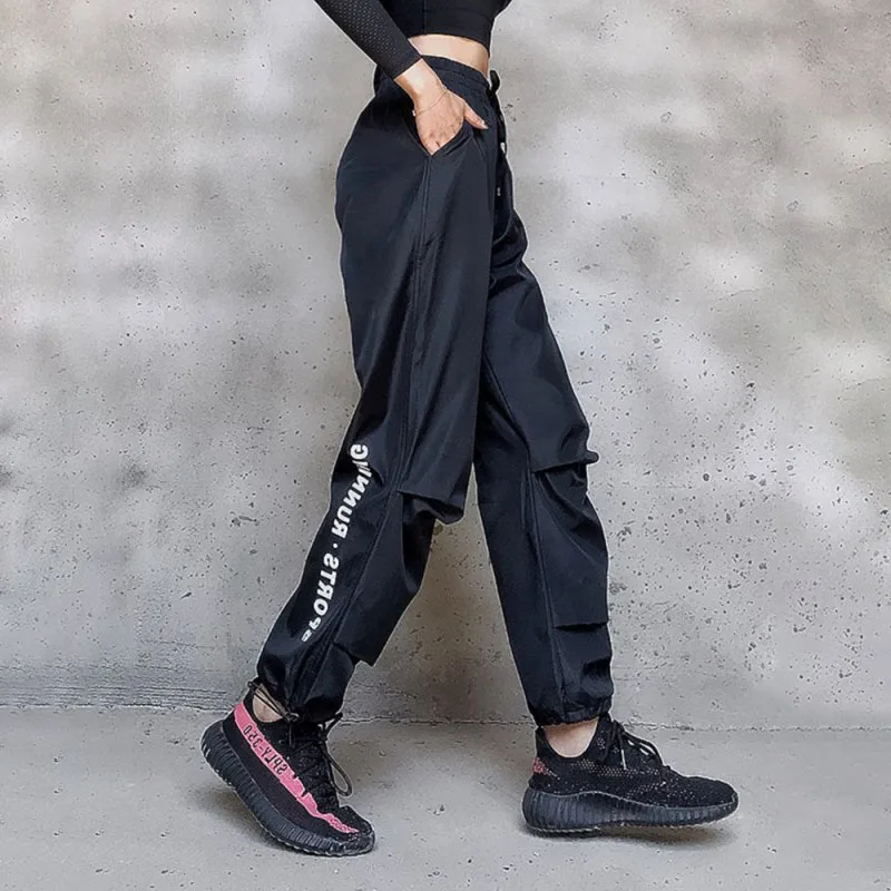 Высокое качество штаны для бега Хит большие карманы брюки-карго женские высокая