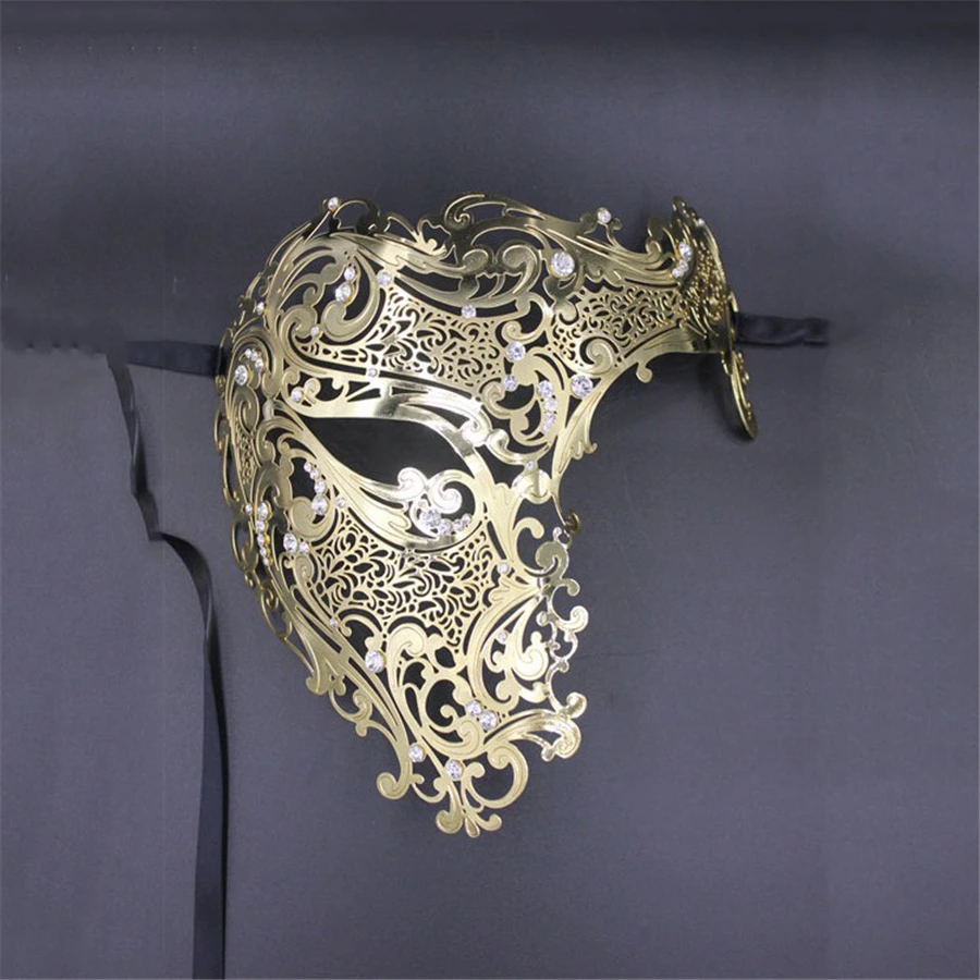 Золото Стиль металлическая Филигрань Лазерная резка череп Венецианская