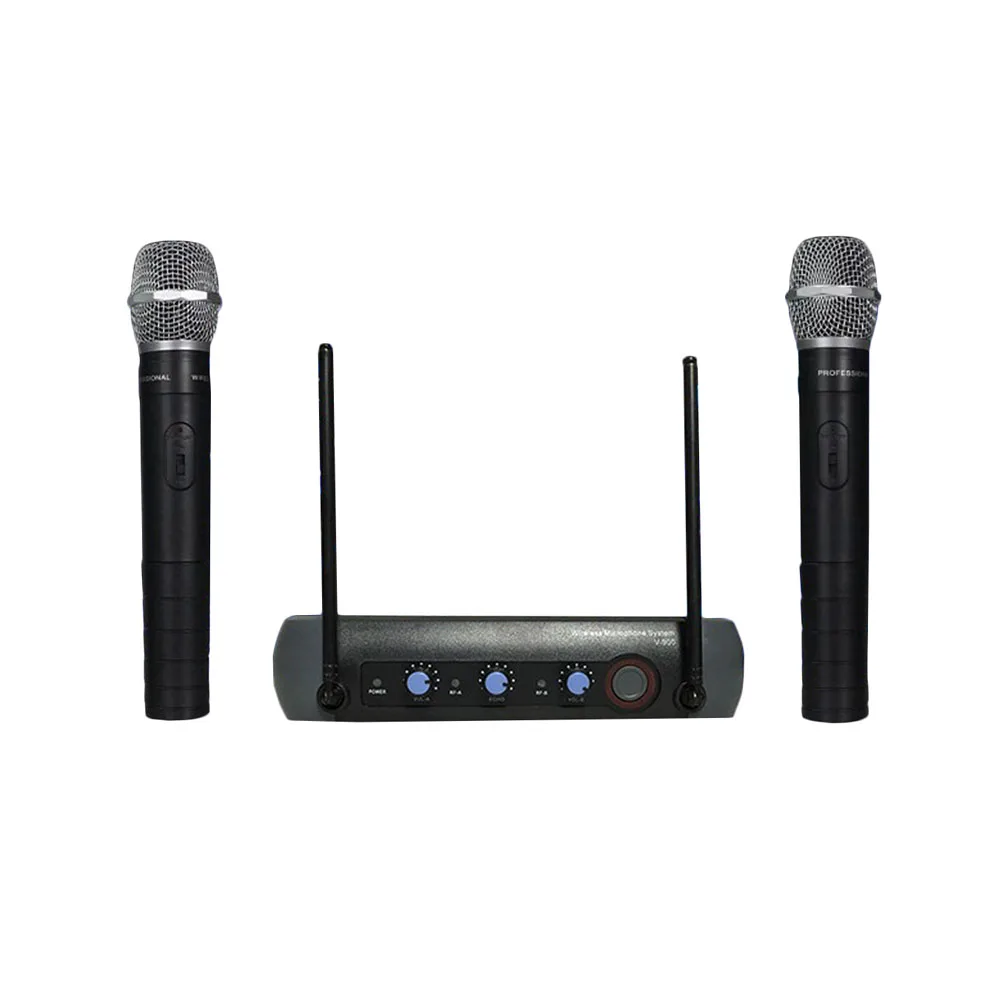 

LEOYA 110V-220V Multifunction VHF Wireless Radio Dual Microphone System KTV Handheld Mic Household Amplifier Karaoke Players