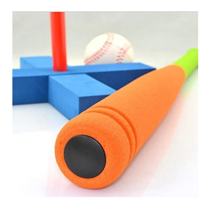 

21-Inch Kids Soft Foam T Ball Baseball Set Toy, 4 Different Colored Balls, Bag Included, for Kids over 3 Years Old