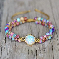 fashion personality double layer colorful natural stone woven bracelet for women jewelry gifts