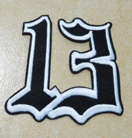 hot sale lucky 13 thirteen number black white punk iron on patches sew on patchappliques made of cloth100 quality
