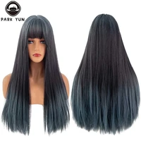 7jhh wigstore cosplay lolita long straight blue synthetic wig summer heat resistant hair black head natural non reflective wig