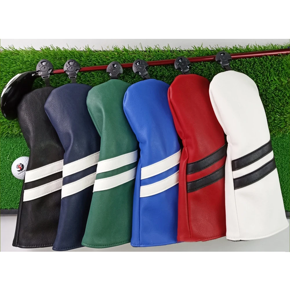 

3Pcs Leather Golf Wood Head Cover Waterproof Wood Driver Headcover Sleeve