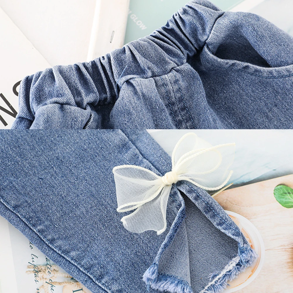 

Kids Two-Piece Suit Spring Summer 2021 Fashion Girl Polk Dot Flounces Shirt + Jeans Set 1 2 3 Year Old Children's Suit