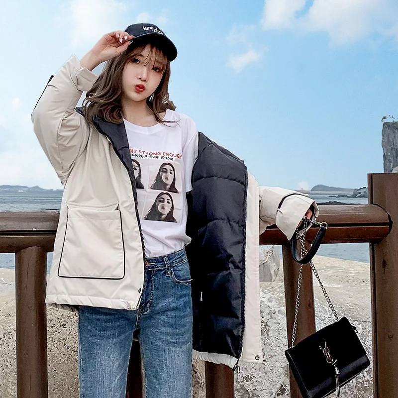 2021 NEW Down And Down Cotton Padded Jacket Women's Korean Version Loose Autumn And Winter Coat Winter Cotton Padded Jacket