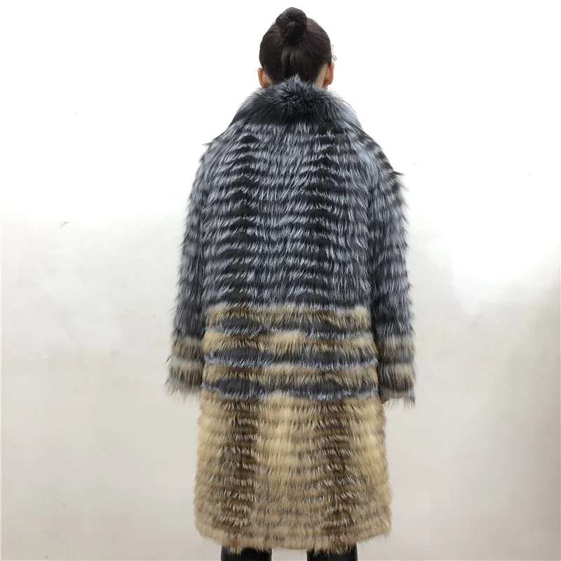 Женское пальто с воротником-стойкой длинное теплое из 2019 натурального Меха