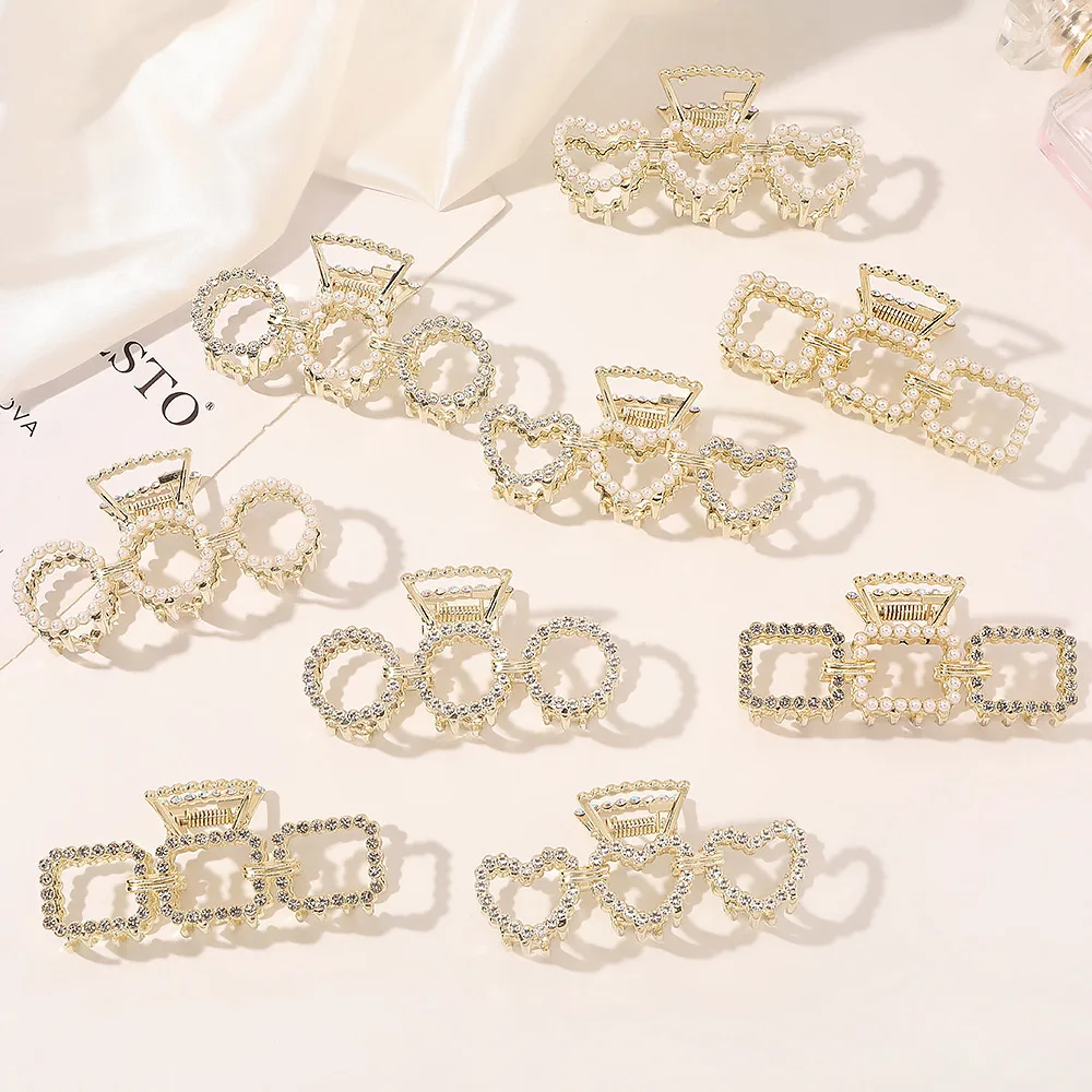 

Женские заколки-крабы из металлического сплава, Элегантные Заколки-крабы большого размера с жемчугом, модные украшения для волос, 2021