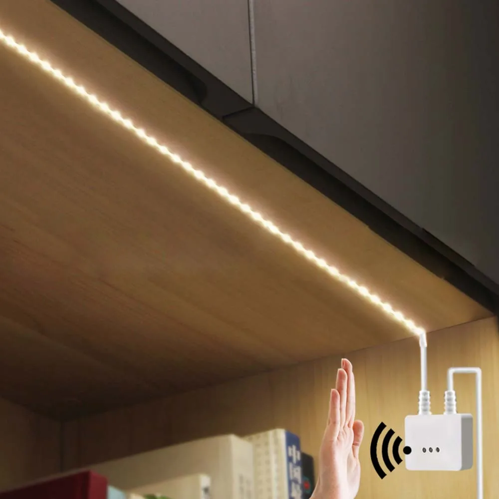 

DC 12V Hand Sweep Motion Senso LED Strips smd 2835 Touch Sensor Flexible Ribbon Diode Tape LED Lights for Kitchen Cabinet Lamp