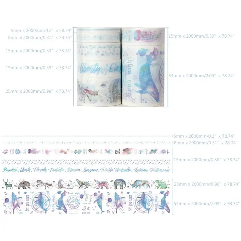

7Pcs Romantic Sakura Ocean Star Washi Tape Adhesive Tape DIY Scrapbooking Sticker Label Masking Tapes