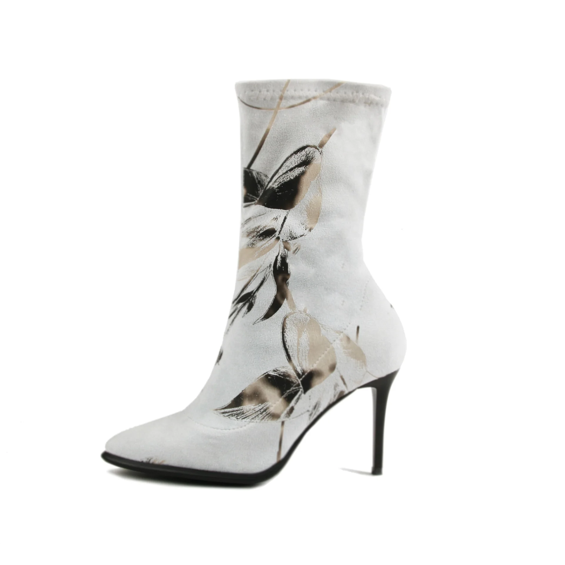 

large size National 2019 pointed women's boots slim suede fashion boots elastic thin women's shoes