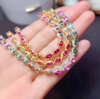 foydjew rainbow candy color simulation tourmaline bracelets womens fashion plated silver inlaid colorful bracelet chain