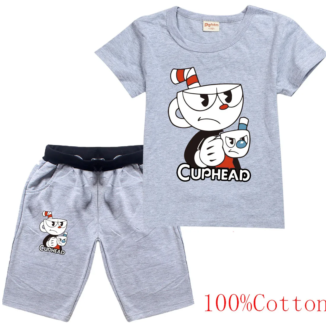 

Cuphead Kids Boutique Clothing Wholesale Cotton Fashion Clothes Toddler Girl Summer T Shirt Shorts Suit Teen Girls Clothing Set