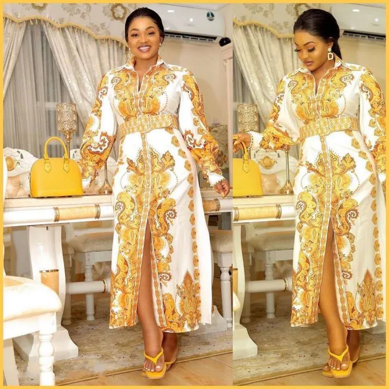 Африканский Дашики Платье с принтом в богемном стиле Шелковый Хиджаб свободный