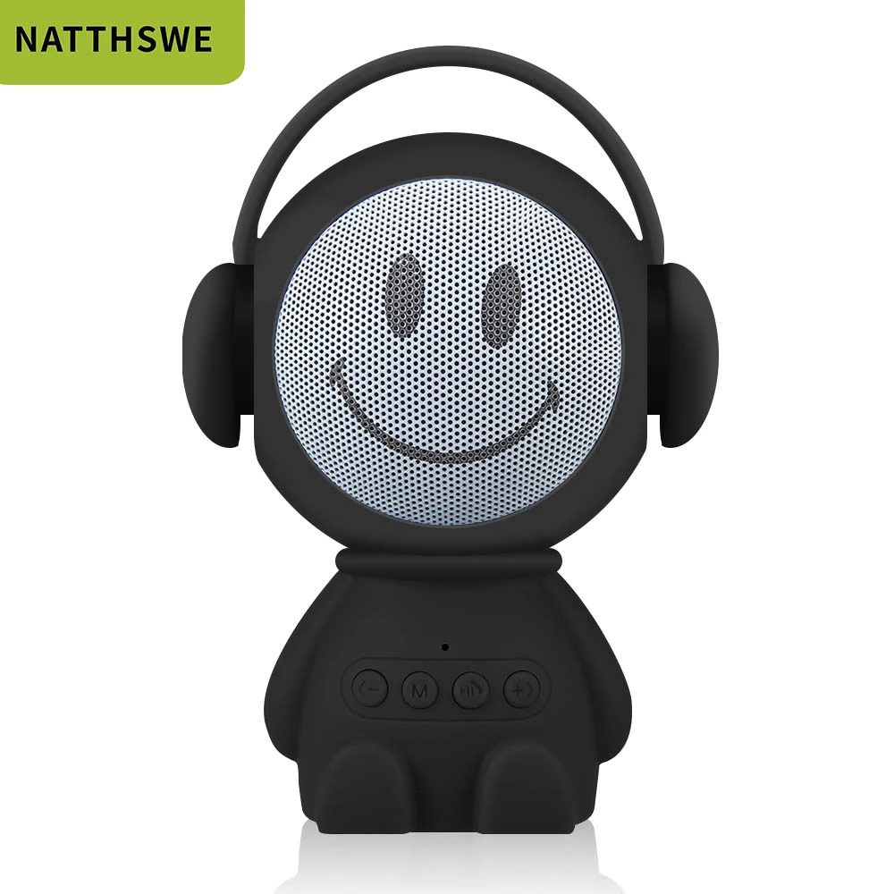 NATTHSWE Portable Wireless Bluetooth Speaker Bluetooth Speakers Led Wireless Speaker Player USB Radio Fm Mp3 For Children gift - Цвет: Черный