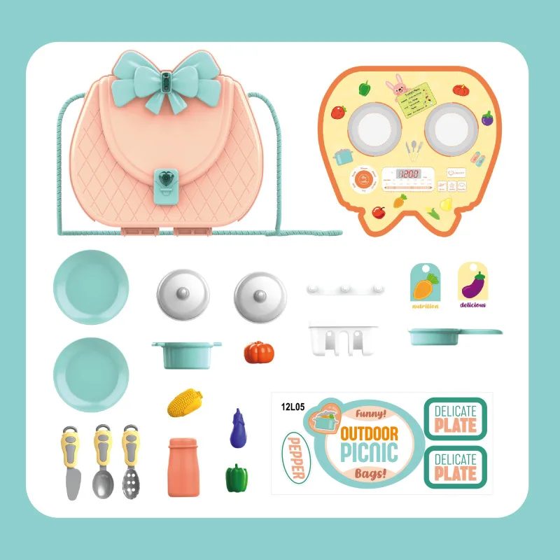 

Children's Kitchen Toy Simulation Kitchen Tableware Makeup Accessories Shoulder Bag Toys Simulation Medicine Cabinet Set Gifts