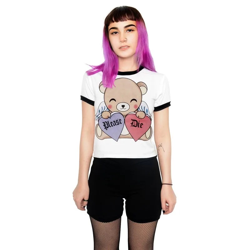 

Summer New Women's Short Open Navel Round Neck Slim Fit Fashion Digital Print Short Sleeve T-shirt Tight Fashion Top Bottom