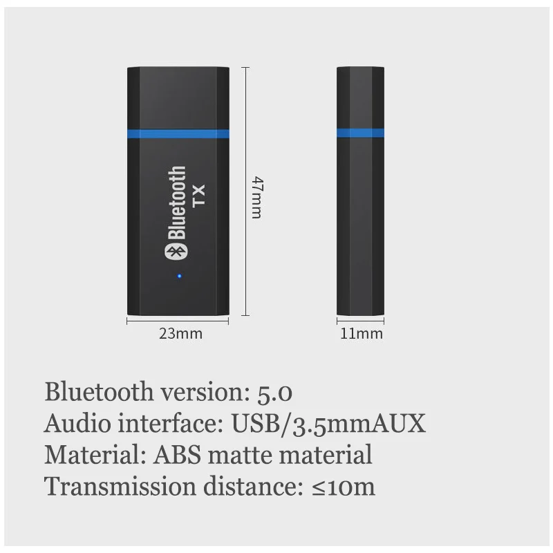

BT5.0 USB Transmitter Adapter Bluetooth 5.0 Transmitter USB Stereo Audio 3.5mm Jack AUX RCA Adapter For TV PC Wireless Adapter