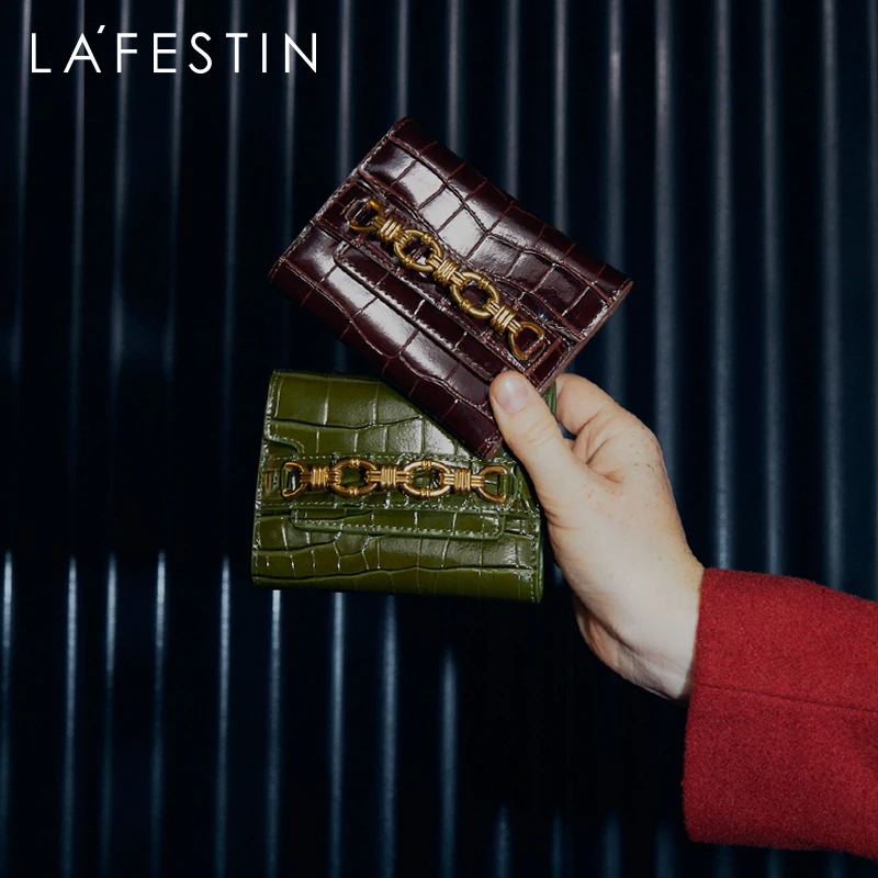 LA FESTI 2020 новый модный ретро короткий кошелек женский кожаный трехслойный Кошелек