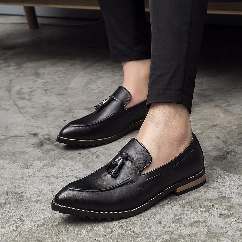 

new Pointed Toe Formal Shoes Man Pu Leather Oxfords Spring Men Italy Dress Shoes Business Wedding Shoes For Male Large Sizes