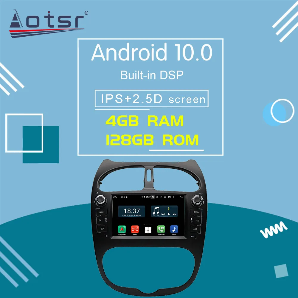

For Peugeot 206 2000-2016 Android Car Radio GPS Navigation Multimedia Player Stereo 2 Din Autoradio Head Unit Screen Auto Video