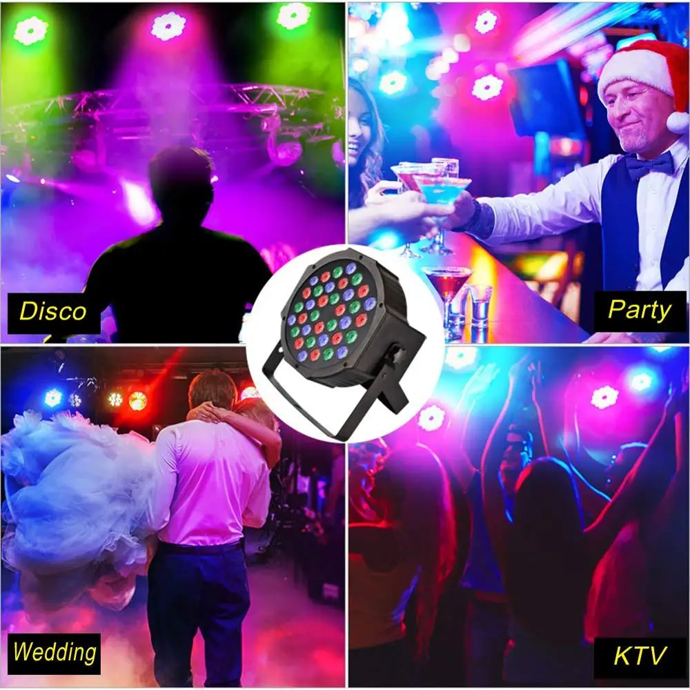 

LED Par Lights 36W DJ LED RGB Stage Lights UV Wash Disco Light DMX Controller Effect For Paty Christmas KTV Stage Lighting
