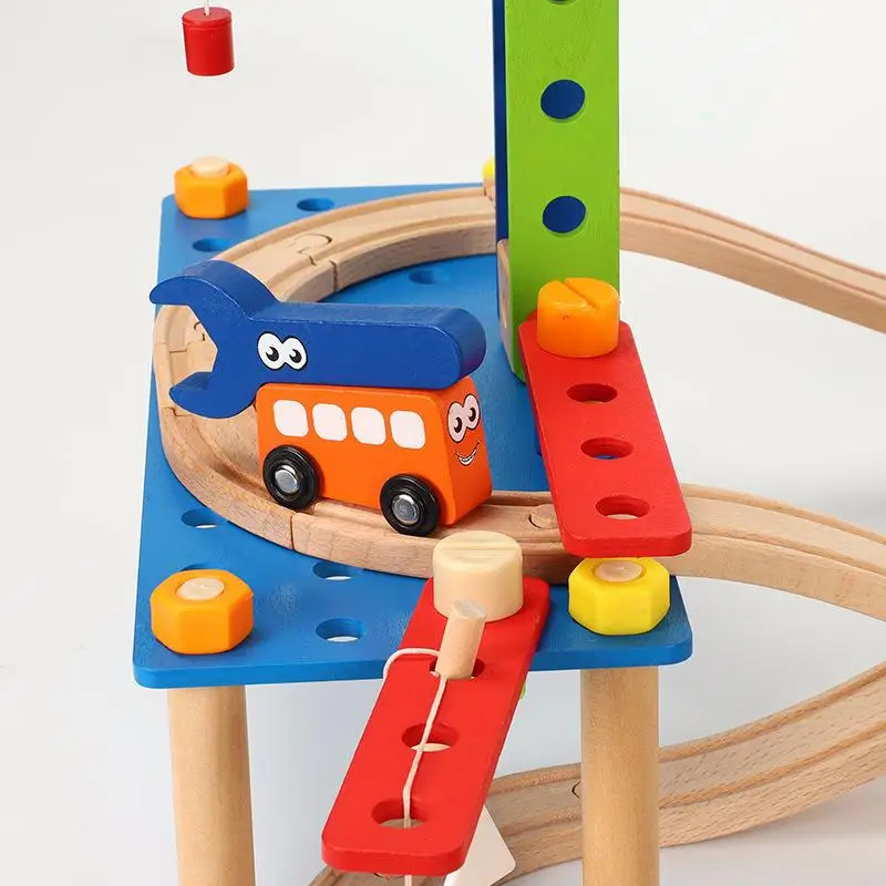 95 шт. Детский пазл блок для разборки орехов Деревянный Железнодорожный поезд