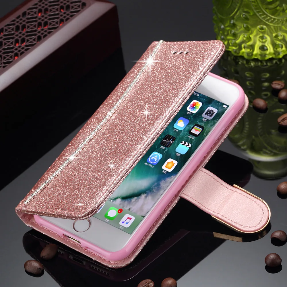 L-FADNUT блестящий кожаный чехол-кошелек для iPhone Xr X Xs 11 Pro Max Magnetic 6 6S Plus 7 8 5 5S SE