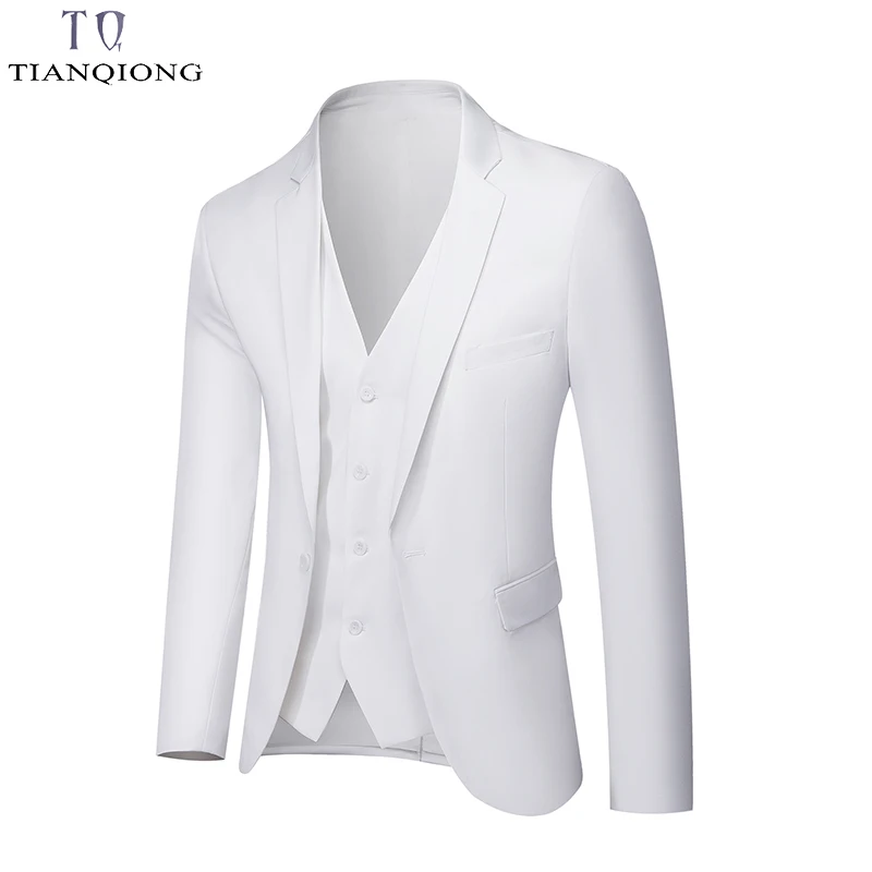 TIAN QIONG Men Suits 2020 Fahion Wedding Suit 3 Pieces (Jacket+Pants+Vest) Mens Slim Fit Blazer Multi-color | Мужская одежда