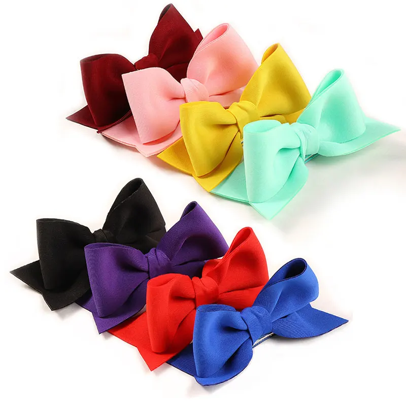 

2021 Cotton Kids Girls Bow Large Hair Clips Headwear Children Green Red Hairpins Barrette Baby Hairbands Headbands Accessories