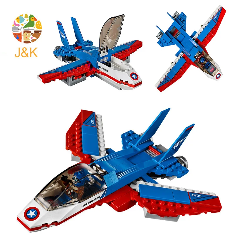 76076 Супер Герои серии Капитан Америка Jet Pursuit супер адаптоиды модель строительные