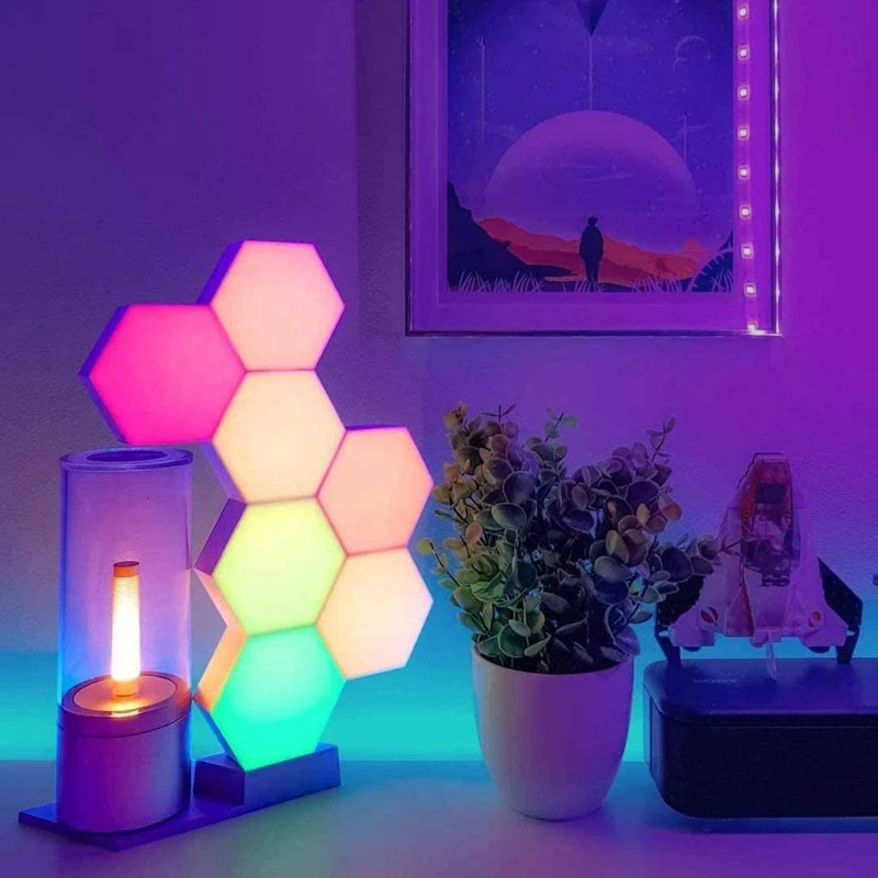 Цветная (RGB) светодиодный Quantum лампа с шестигранной головкой светильник DIY светодиодный настенный светильник на стену Сенсор RGBW светодиодны... от AliExpress WW
